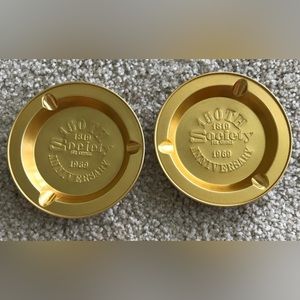 Vintage Lot of 2 Society For Savings Bank Windsor CT Gold Tin Ash Trays NEW